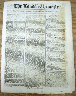1769 Pre - Revolutionary War Newspaper York & Jersey Setl Boundary Dispute