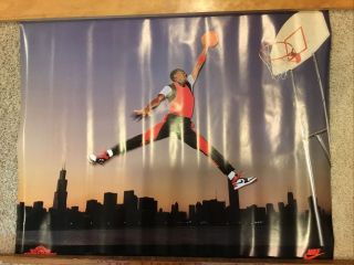 Vintage 1985 Nike Michael Air Jordan Jumpman 22”x29” Poster Never Hung