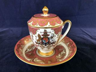 Good Buckingham Palace English Bone China Hand Painted Lidded Cup And Saucer