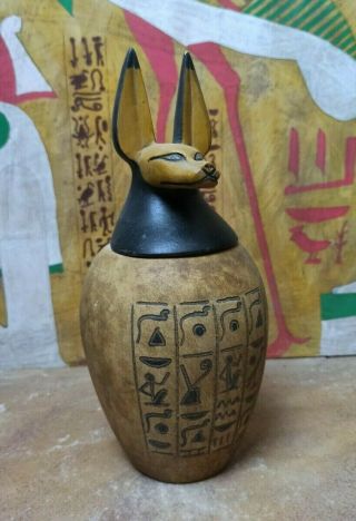 Large Canp Egyptian Antiques Anubis God Jakal Dog Statue Canopic Jar Model Stone