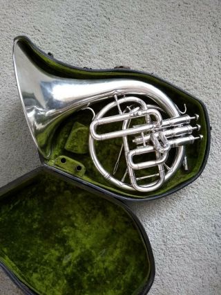 Vintage Mellophone In F,  J.  W.  York & Sons,  Ca.  1904,  Playing,  Silver
