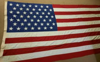 Vintage 1959 Valley Forge 49 Star USA 100 Cotton American Flag 5 ' x 9 1/2 ' HUGE 3