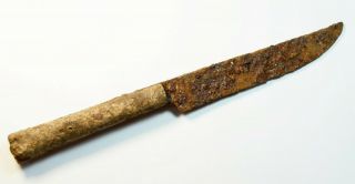 Scarce Viking Era Iron Knife With Bone Handle - Circa 8th - 11th C Ad