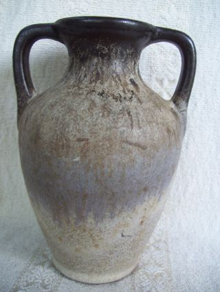 Rare Antique Very Old 2 Handles Pottery Clay 7 " Handmade Vase Pot