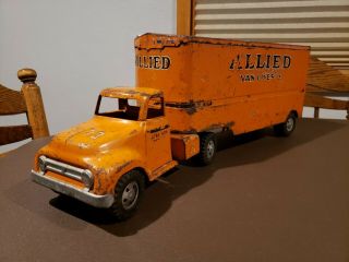 Vintage 1956 - 57 Tonka Allied Van Lines Semi Truck & Trailer