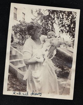 Vintage Antique Photograph Mom Holding Adorable Little Baby In Arms