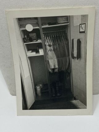 Vintage Photo 1960s Us Army Military Closet Personal Wardrobe Barracks Solider