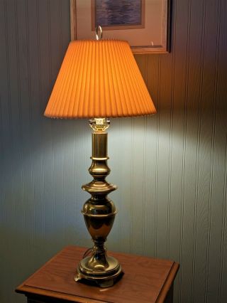 Vintage Brass Stiffel Table Lamps - Matching Finials 32 " Tall
