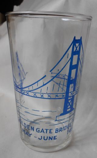 Vintage 1937 San Francisco Golden Gate Bridge Fiesta Glass Tumbler