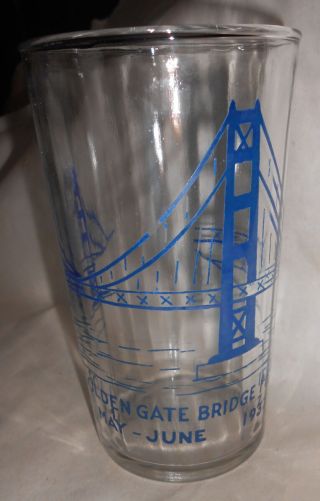 Vintage 1937 San Francisco Golden Gate Bridge Fiesta Glass Tumbler 2