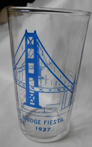 Vintage 1937 San Francisco Golden Gate Bridge Fiesta Glass Tumbler 3