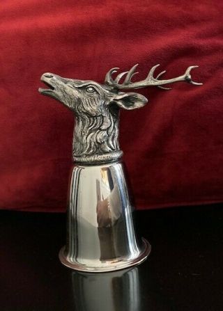 Vintage Gucci Stag Deer Head Stirrup Cup Silver Plate 6 " Italy