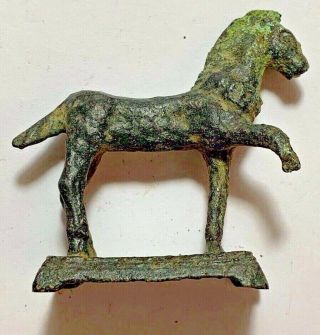Circa 100bc - 100ad Ancient Celtic Bronze Leaping Horse Statuette Rare 44mm