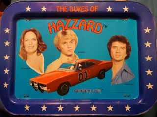 Rare Vintage 1981 The Dukes Of Hazzard Metal Tv/lap Tray Bo Luke Daisy Duke