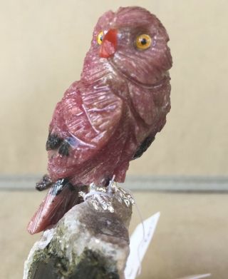Ruby Owl on Tourmaline Crystal 4 1/4 