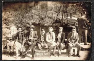 Vintage Antique Photograph People Sitting On Bench Mammoth Cave Kentucky