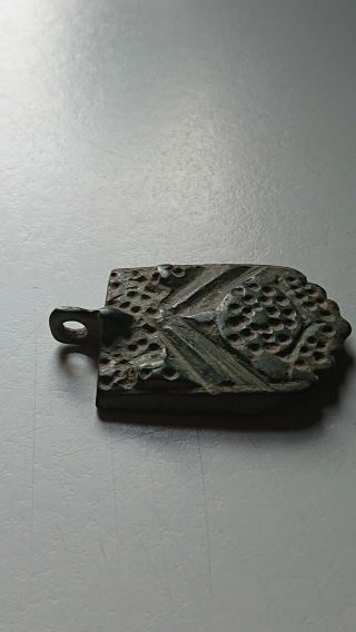 British metal detecting find,  wearable Ancient Roman bronze pendant 200_400 AD. 3