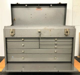 Vintage Kennedy Kits No 520 7 Drawer Machinist Chest In Silver Finish W/ 2 Keys