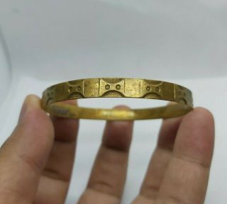 Extremely Rare Ancient Roman Bronze Bracelet Authentic Gold Color Artifact