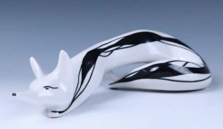 Vintage Cmielow 7.  5 " Porcelain Fox Figurine Modernist Black White Poland Polish
