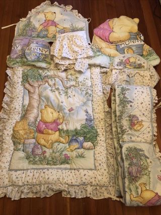 Vintage 7 Piece Disney Classic Pooh Winnie The Pooh Nursery Baby Crib Set Htf