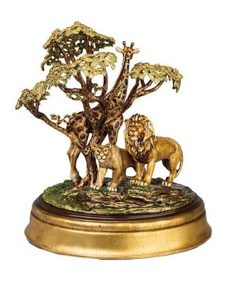 Jay Strongwater Jungle Tableau Lion Giraffe Figurine Swarovski Made In Usa