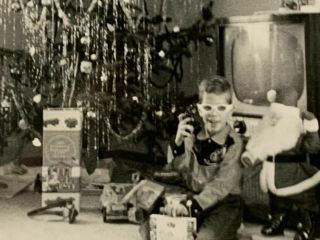Vintage Photo 1963 Classic Christmas Scene Christmas Tree Toys Santa