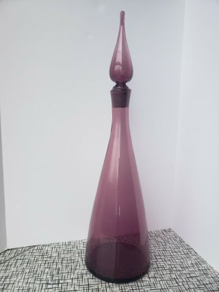 Blenko 920 Medium Amethyst Purple Glass Decanter Vase Mcm Vintage Retro (clear)