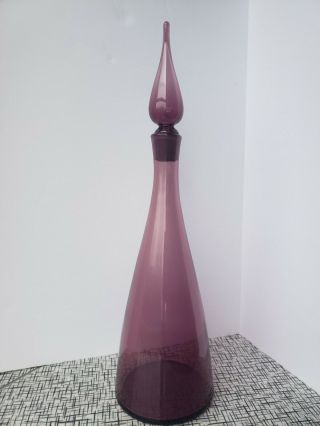 Blenko 920 Medium Amethyst Purple Glass Decanter Vase MCM Vintage Retro (clear) 2