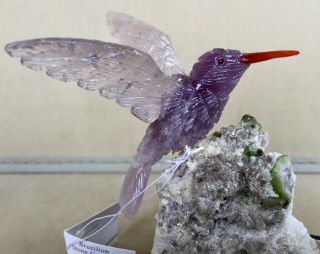 Amethyst Hummingbird on Tourmaline in Albite 4 1/4  - Peter Muller 2