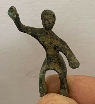 Stunning Roman Bronze Male Statue Ornament Pendant Circa 100 - 300 Ad 47mm