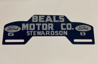 Beals Motor Company License Plate Topper Stewardson Illinois Shelby County