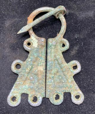 Authentic Ancient Lake Ladoga Viking Artifact Bronze Fibula Brooch Vw3 - 3