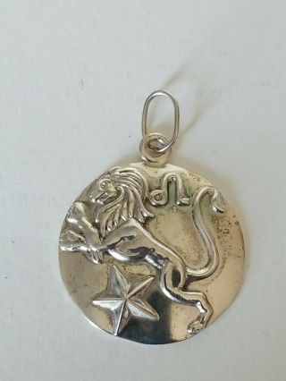 Vintage Sterling Silver Leo Zodiac Sign Medallion