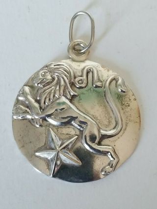 Vintage Sterling Silver Leo Zodiac Sign Medallion 2