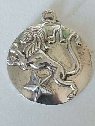 Vintage Sterling Silver Leo Zodiac Sign Medallion 3