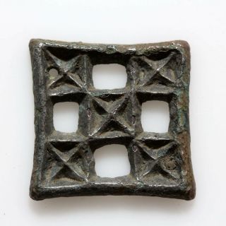 Intact - Ancient Byzantine Bronze Open Work Ornament Applique Circa 500 - 700 Ad