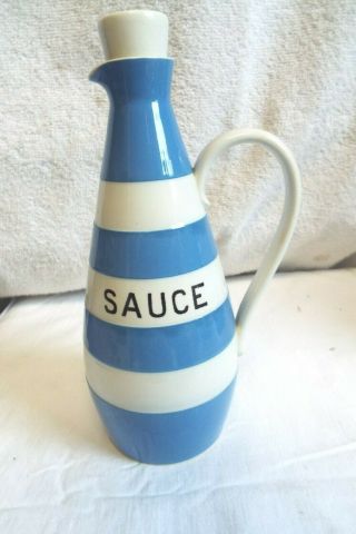 Vintage Blue/white Cornishware T.  G.  Green England Green Mark Sauce Bottle & Lid