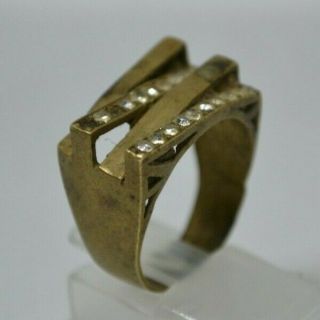 Ancient Medieval Silver Gilt Warrior Ring - Circa 14th/15th Century Ad