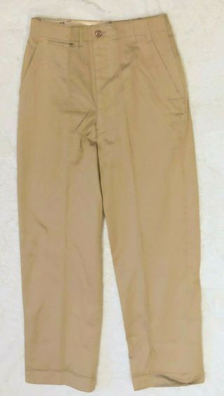 Vintage 1950 Us Army Korean War Era Khaki Cotton Trousers 31x33 Chinos Pants