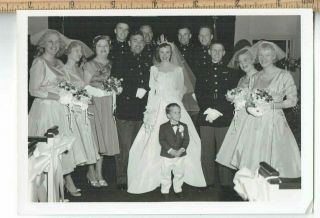 2 Vintage Photo Black & White Wedding Uniformed Men Formal & Candid 1950s ?