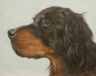 Gordon Setter Dog Portrait Oil Painting By Master Artist John Silver Ba