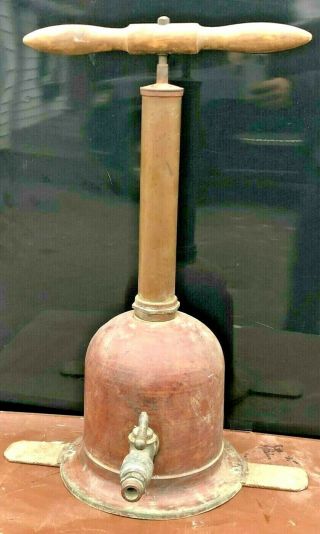 Antique Wm Boekel & Co 1904 Copper & Brass Diving Bell Helmet Hand Air Pump
