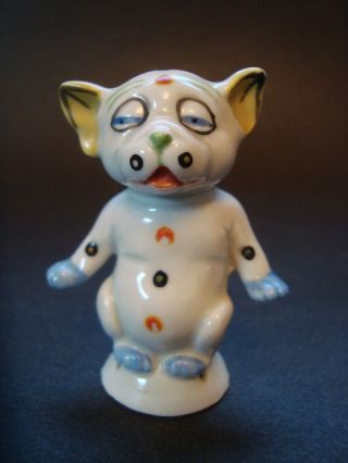 Rare Vintage German Porcelain Half Doll Bonzo Dog Pincushion Top