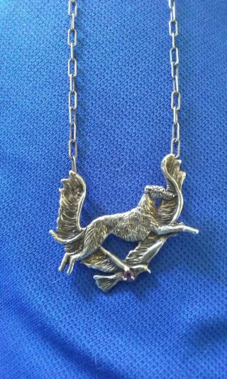 Sterling Silver Scottish Deerhound On Wings Necklace Cindy A.  Conter