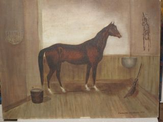 Vintage Painting Race Horse Lexington Of 1855 Oil On Canvas Board,  Note On Back