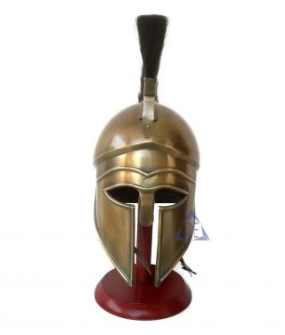 Medieval Corinthian Greek Armor Helmet With Black Plume Athenian Spartan Costume