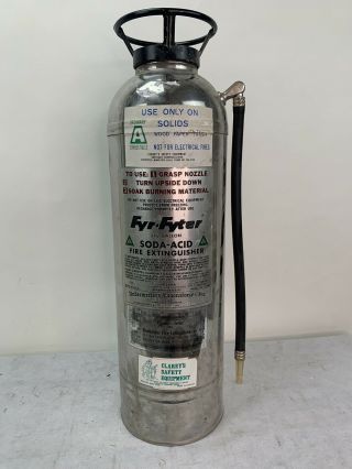 Vintage Fire Extinguisher Soda Acid Fyr Fyter Stainless F2sa - 1 With Insert