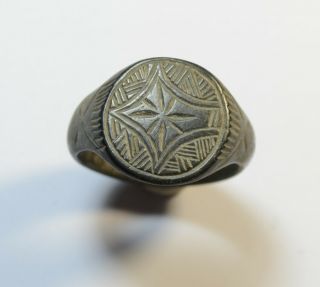 ROMAN PERIOD ANCIENT BRONZE RING - CLEANED / - DECORATED 3