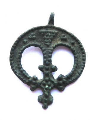 Ancient Bronze Amulet " Lunnitsa " Kievan Rus,  Vikings 10 - 12 Ad